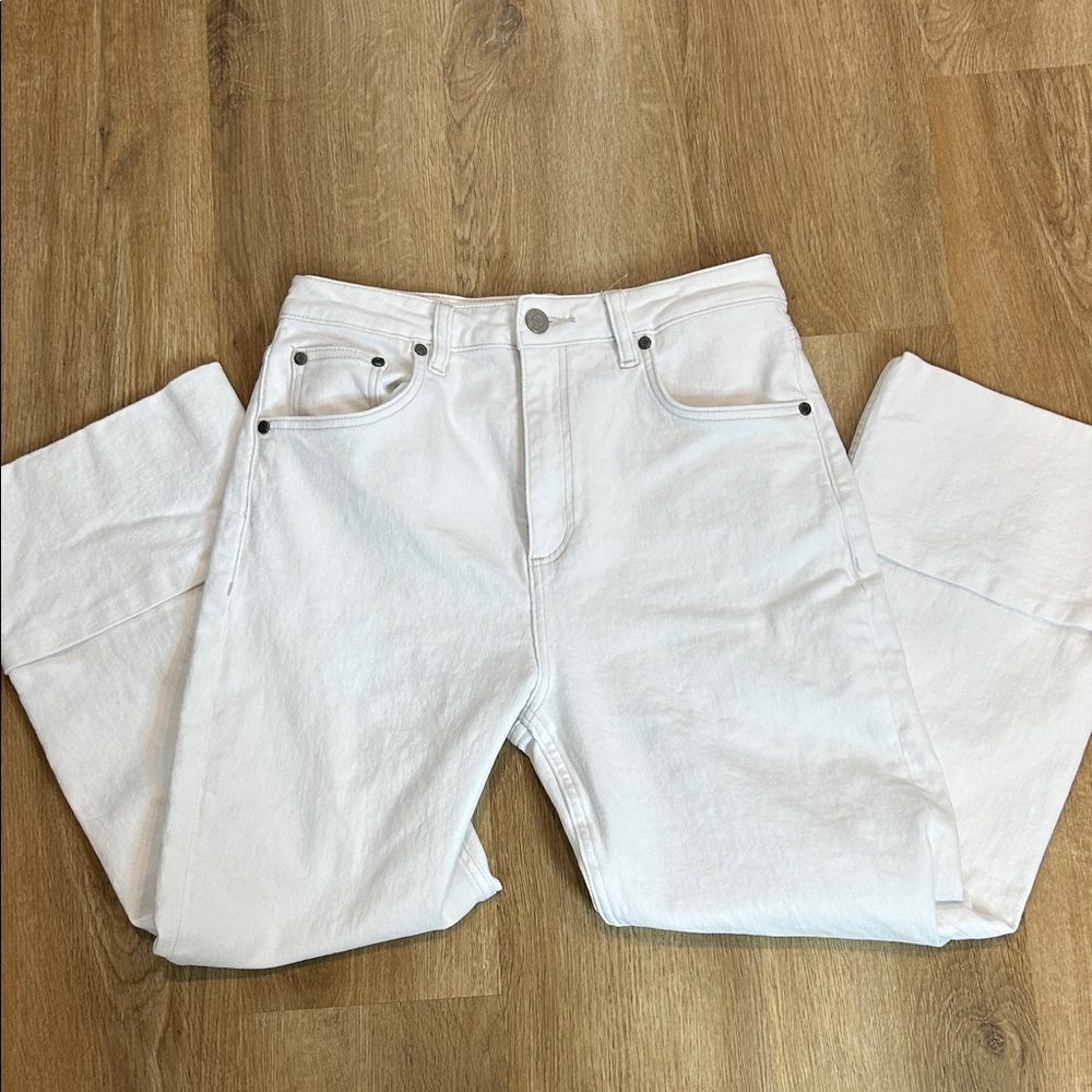 Etienne Marcel Elegant White Cropped Wide Cuff Jeans for Women size 29 - Picture 9 of 9